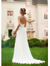 Ivory Beaded Chiffon Keyhole Back Wedding Dress 
